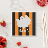 Niedlich Ghost Halloween Napkins Orange Black Stri Serviette (Beispiel)