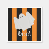 Niedlich Ghost Halloween Napkins Orange Black Stri Serviette (Vorderseite)