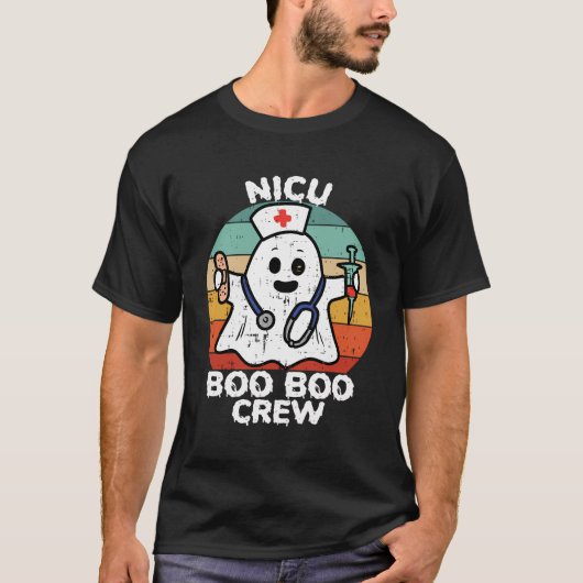 Niedlich Ghost Halloween Nicu Boo Crew Neonatal Rn T-Shirt (Vorderseite)