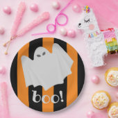 Niedlich Ghost Halloween Orange und Black Stripes Pappteller (Party)