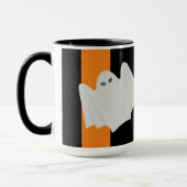 Niedlich Ghost Halloween Orange und Black Stripes Tasse (Links)