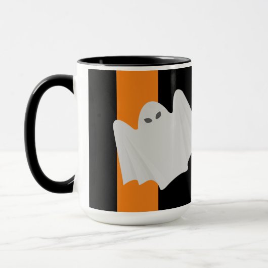 Niedlich Ghost Halloween Orange und Black Stripes  Tasse (Links)