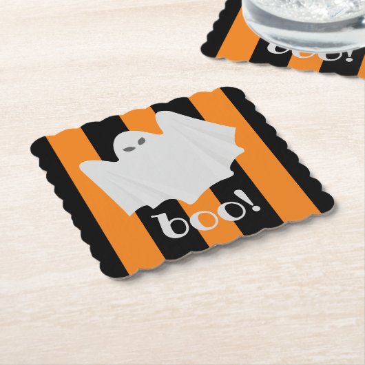 Niedlich Ghost Halloween Orange und Black Stripes  Untersetzer (angewinkelt)