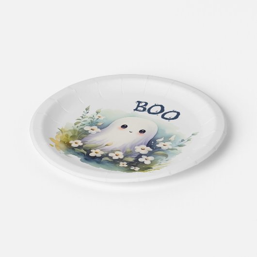 Niedlich Ghost Halloween Pappteller (Schrägansicht)