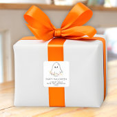 Niedlich Ghost Halloween Quadratischer Aufkleber