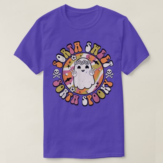 Niedlich Ghost Halloween Sorta Sweet Sorta Spooky T-Shirt (Design vorne)