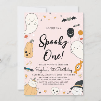 Niedlich Ghost Halloween Spooky Ein 1. Geburtstag Einladung
