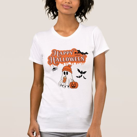 Niedlich Ghost Halloween T - Shirt (Vorderseite)
