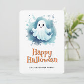 Niedlich Ghost Happy Halloween Card Feiertagskarte (Stehend Vorderseite)