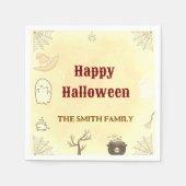 Niedlich Ghost Happy Halloween Individuelle Name Serviette (Vorderseite)