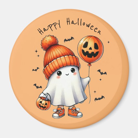Niedlich Ghost Happy Halloween Magnet (Vorne)
