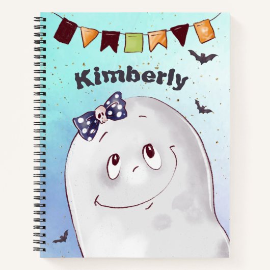 Niedlich Ghost Happy Halloween Notizblock (Vorderseite)