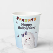 Niedlich Ghost Happy Halloween Pappbecher (Rückseite)