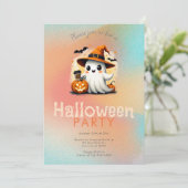 Niedlich Ghost Hexen-Hat-Kaffee-Halloween-Party Einladung (Stehend Vorderseite)