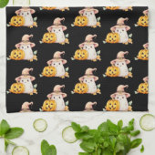 Niedlich Ghost Hexen Hat Pumpkin Pattern Halloween Geschirrtuch (Gefaltet)