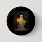 Niedlich Ghost Holding Candle Fun Halloween Gothic Button (Vorderseite)