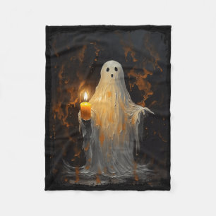 Niedlich Ghost Holding Candle Fun Halloween Gothic Fleecedecke