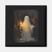 Niedlich Ghost Holding Candle Fun Halloween Gothic Magnet (Vorne)
