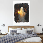 Niedlich Ghost Holding Candle Funny Halloween Goth Leinwanddruck (Insitu (Schlafzimmer))