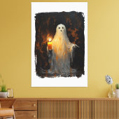 Niedlich Ghost Holding Candle Funny Halloween Goth Leinwanddruck (Insitu (Wohnzimmer))