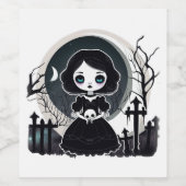 Niedlich Ghost Holding Candle Funny Halloween Goth Weinetikett (Einzelnes Label)