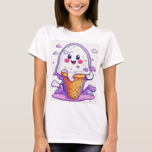 **"Niedlich Ghost Ice Creme Design T - Shirt - Ado (Vorderseite)
