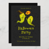 Niedlich Ghost Illustrative Boo Black Halloween-Pa Einladung (Vorne/Hinten)