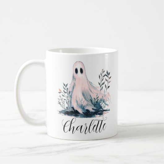 Niedlich Ghost in Bushes Name Halloween Kaffeetasse (Links)