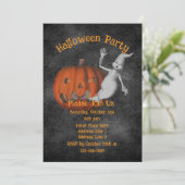 Niedlich Ghost Jack-O-Lantern Halloween Einladung (Stehend Vorderseite)
