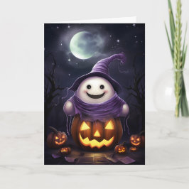 Niedlich Ghost Jack-o'-Laterne Halloween Karte