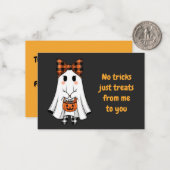 Niedlich Ghost Kariert Bow Halloween Trick Leckere Mitteilungskarte (Vorderseite/Rückseite Beispiel)