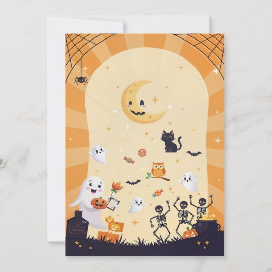 Niedlich Ghost Kids Halloween-Party Einladung (Rückseite)