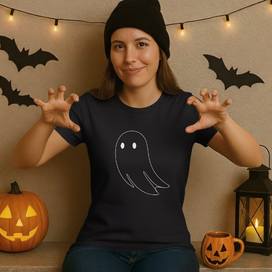 Niedlich Ghost-Kontur - Halloween T-Shirt