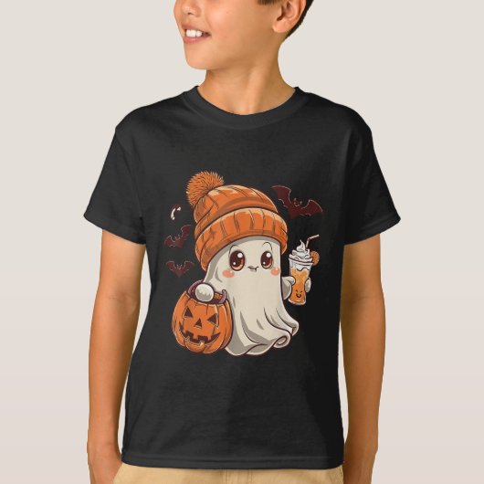 Niedlich Ghost Lace Kleinkind Ghost Pumpkin Eiskaf T-Shirt (Vorderseite)