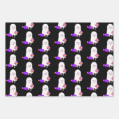 Niedlich Ghost Lila Orange Halloween Ghoul Geschenkpapier Set (Vorderseite 3)