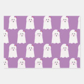 Niedlich Ghost Lila Orange Halloween Ghoul Geschenkpapier Set (Vorderseite)