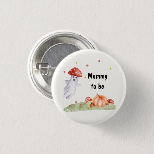 Niedlich Ghost Mushroom Halloween Mommy zu sein Button (Vorne & Hinten)