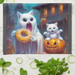 Niedlich Ghost N Kitten, Pumpkin und Donut Geschirrtuch