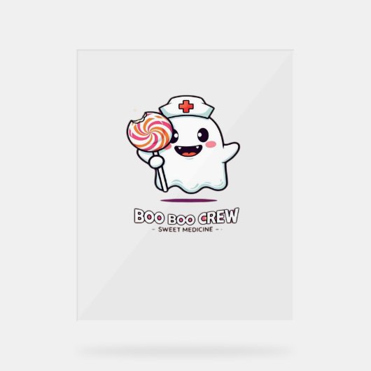 Niedlich Ghost Nurse Boo Boo Crew Halloween Classi Acrylschild (Vorderseite)