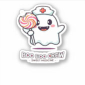 Niedlich Ghost Nurse Boo Boo Crew Halloween Classi Aufkleber (Vorderseite)