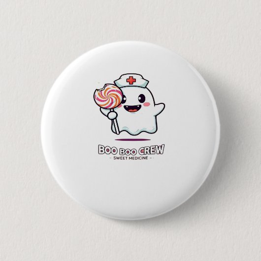 Niedlich Ghost Nurse Boo Boo Crew Halloween Classi Button (Vorderseite)