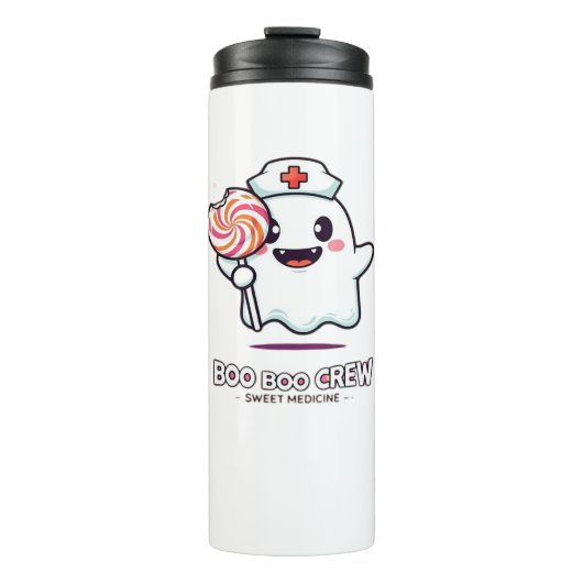 Niedlich Ghost Nurse Boo Boo Crew Halloween Classi Thermosbecher (Vorderseite)