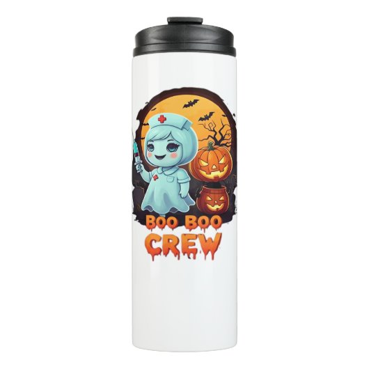 Niedlich Ghost Nurse - Boo Boo Crew Halloween Spaß Thermosbecher (Vorderseite)