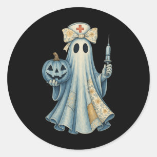 Niedlich Ghost Nurse Bow Vintag Halloween Medical  Runder Aufkleber