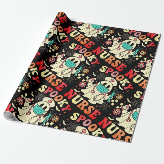 Niedlich Ghost Nurse Halloween Graphic Retro Paste Geschenkpapier (Ungerollt)
