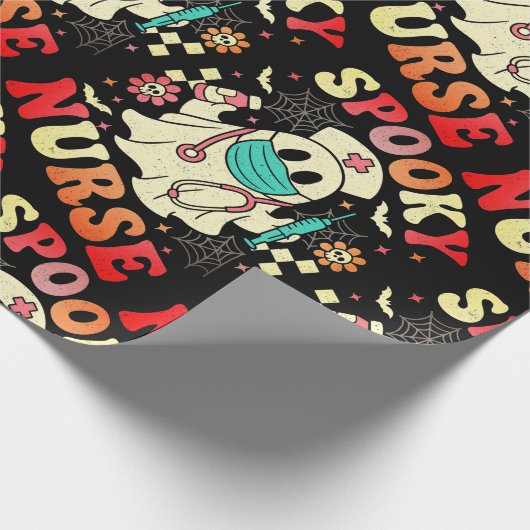 Niedlich Ghost Nurse Halloween Graphic Retro Paste Geschenkpapier (Ecke)