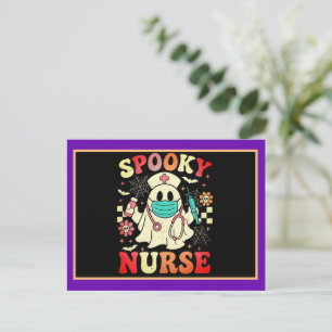 Niedlich Ghost Nurse Halloween Graphic Retro Paste Postkarte