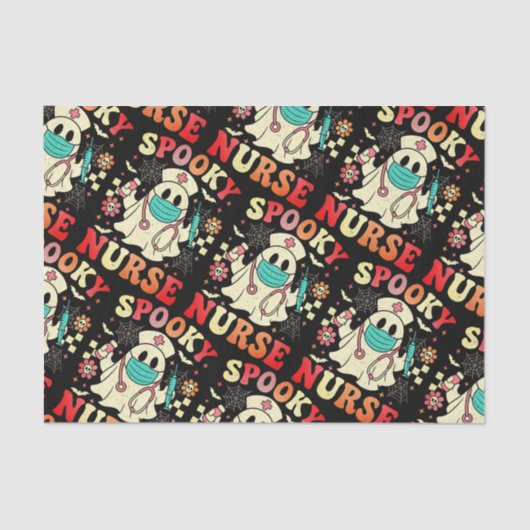 Niedlich Ghost Nurse Halloween Graphic Retro Paste Seidenpapier (Vorderseite)