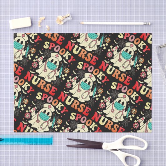 Niedlich Ghost Nurse Halloween Graphic Retro Paste Seidenpapier (Handwerk)