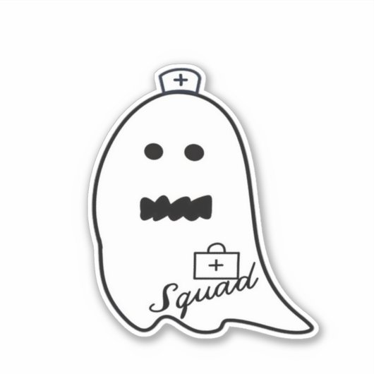 Niedlich Ghost Nurween Handgezeichneter Hospital S Aufkleber (Vorderseite)